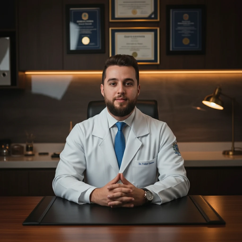 Dr. Felipe Quadros em seu consultório